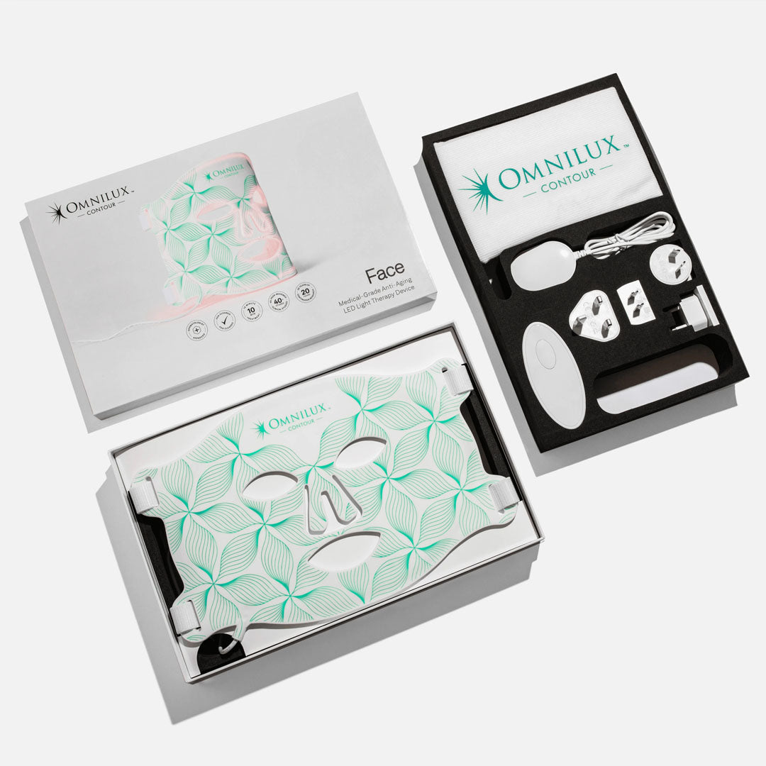 omnilux Contour Face Mask box and accessories